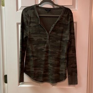 Lucky Brand Olive Camo Long Sleeve Top